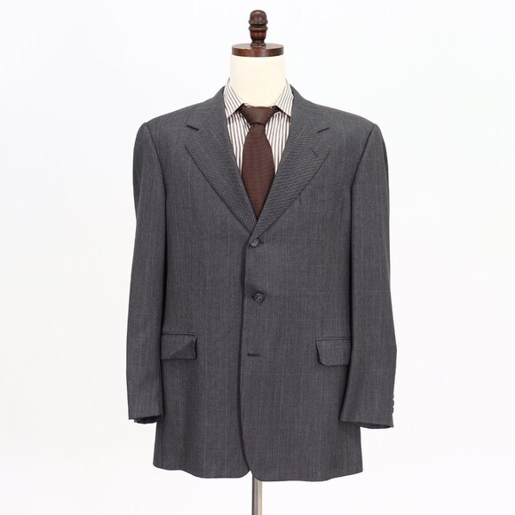 Hickey Freeman 44L Gray Check 3-Button Sport Coat Blazer Jacket V825